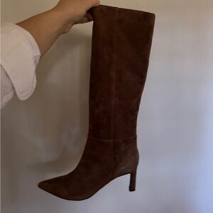 NEW Marc Fisher Real Leather Chocolate Suede Heeled Boots